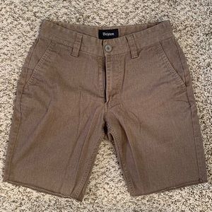 Brixton Toil ll Khaki Flat Front Raw Hem Shorts 28